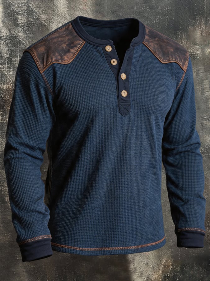 Men's Vintage-Style Comfortable Waffle-Knit T-Shirt