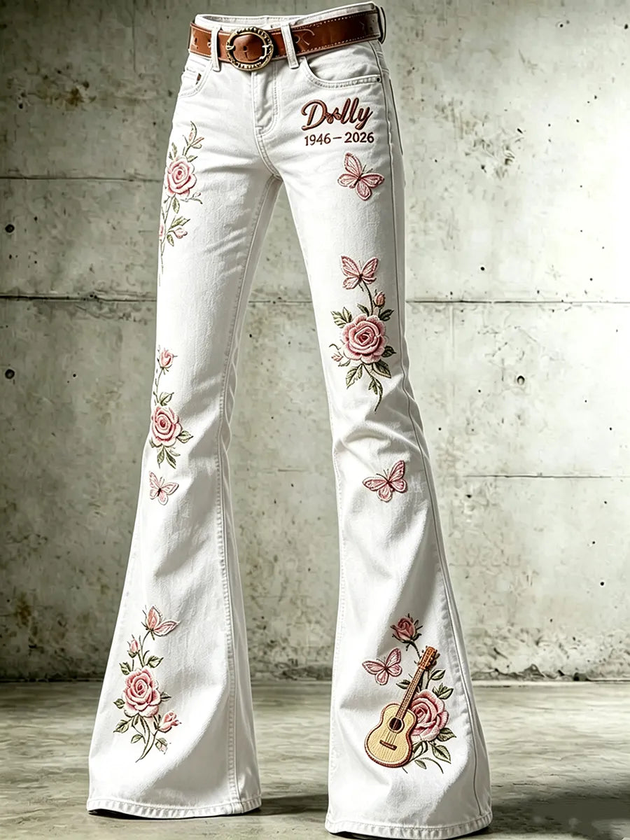 Women'S Commemorative Pattern Waffle Casual Jeans