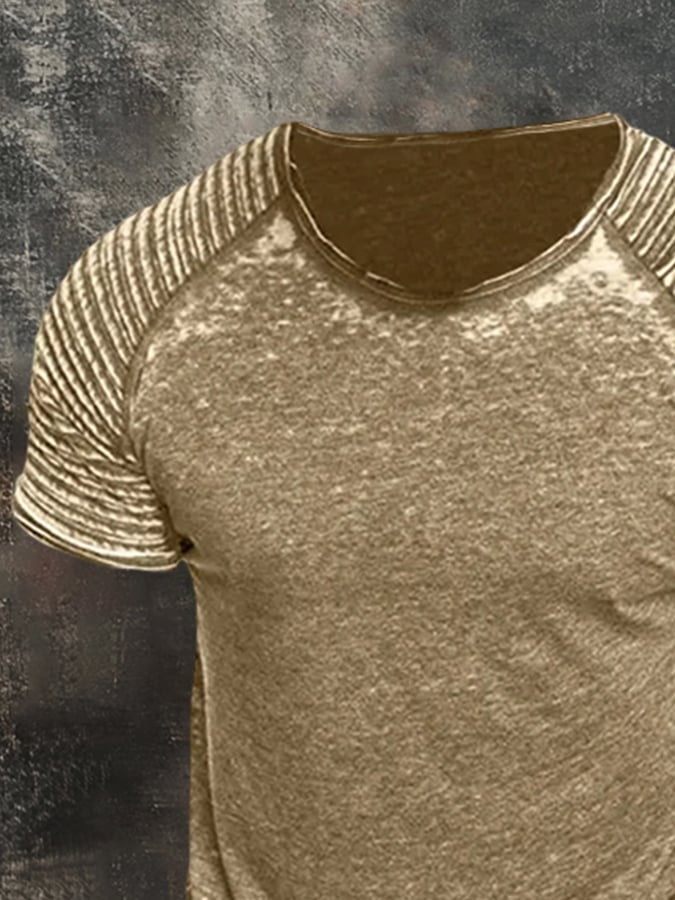 Men's classic casual washed round neck short sleeve t-shirt