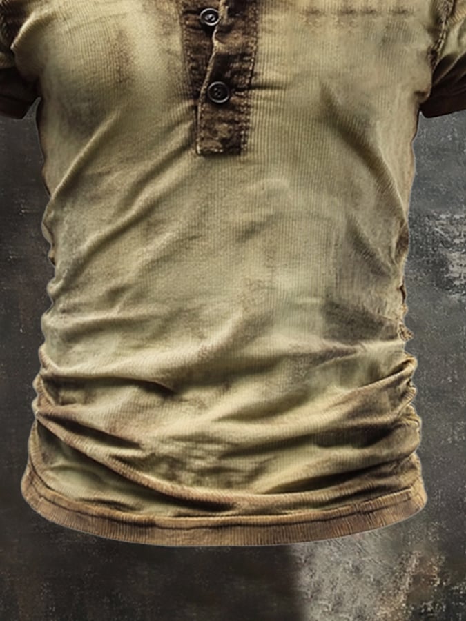 Men's casual retro corduroy short sleeve polo shirt