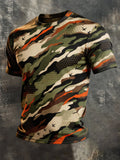 Men's Retro Color-Block Crew-Neck Short-Sleeve T-Shirt