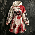 Women's Retro Halloween Vacation Bloodstain Problem Solved Printed Hoodie Dress Two-piece Set