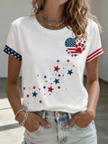 Women'S American Flag Kitten Printed Casual T-Shirt