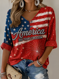 Women'S American Flag Faith Printed Casual T-Shirt