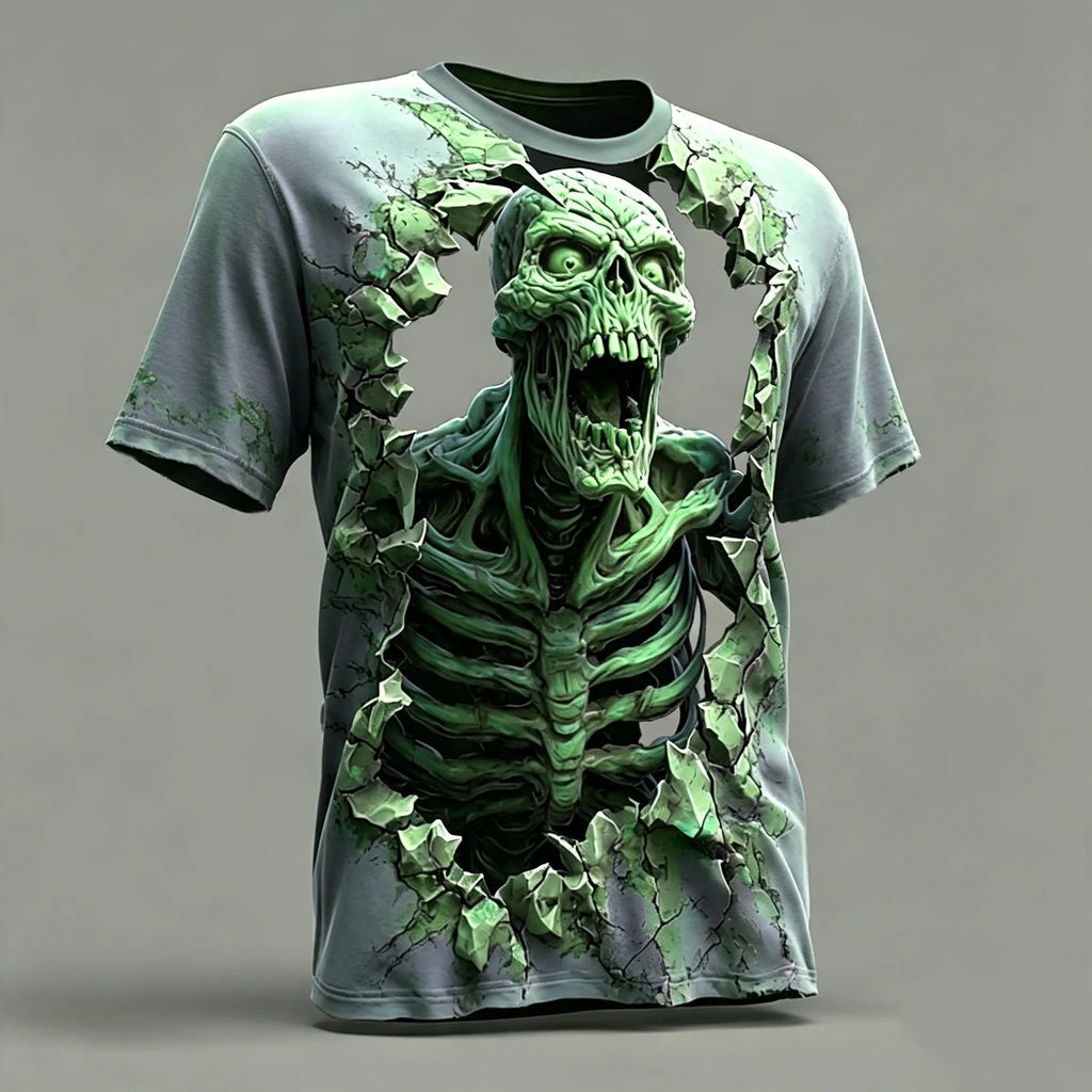 Men's Halloween Optical Dislocation Zombie 3d Print T-shirt