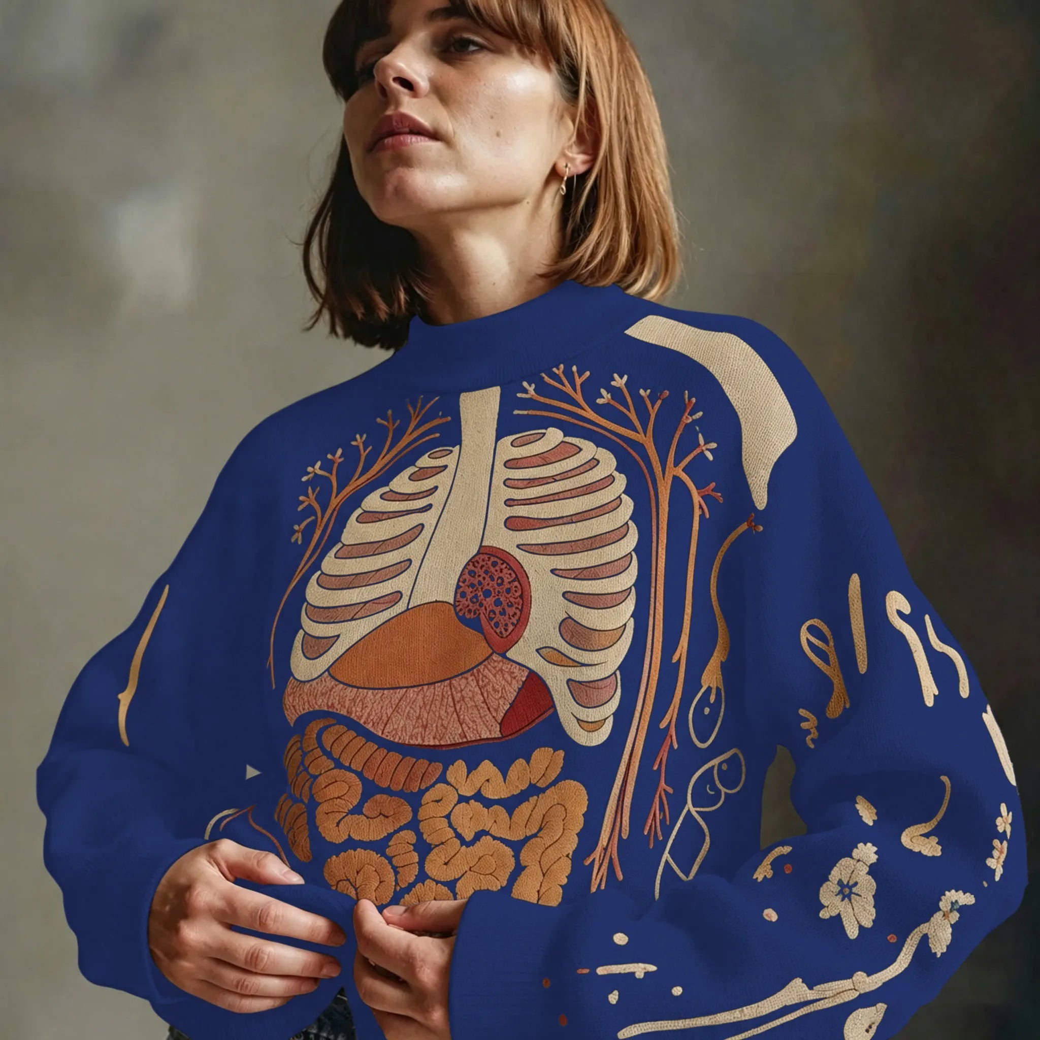 Classic Halloween Anatomy Art Chunky Knitted Sweater