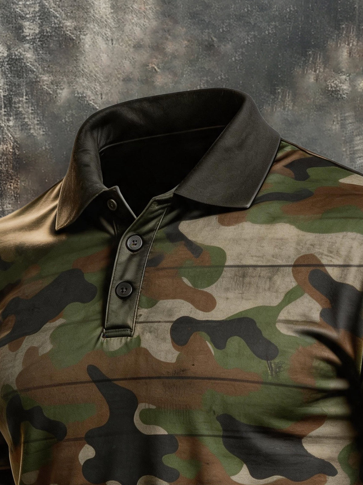 Men's Retro Color-Block Camouflage Short-Sleeve Polo Shirt