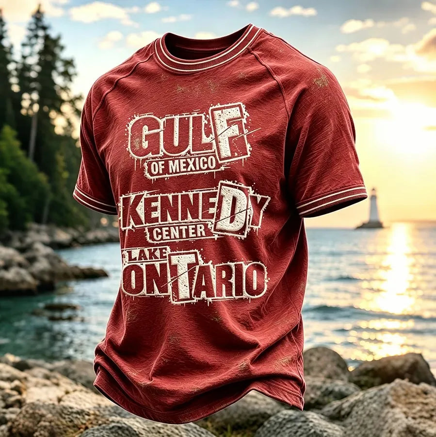 Men‘s’ Retro Lake Ontario Est 1615 Fdt Print T-shirt