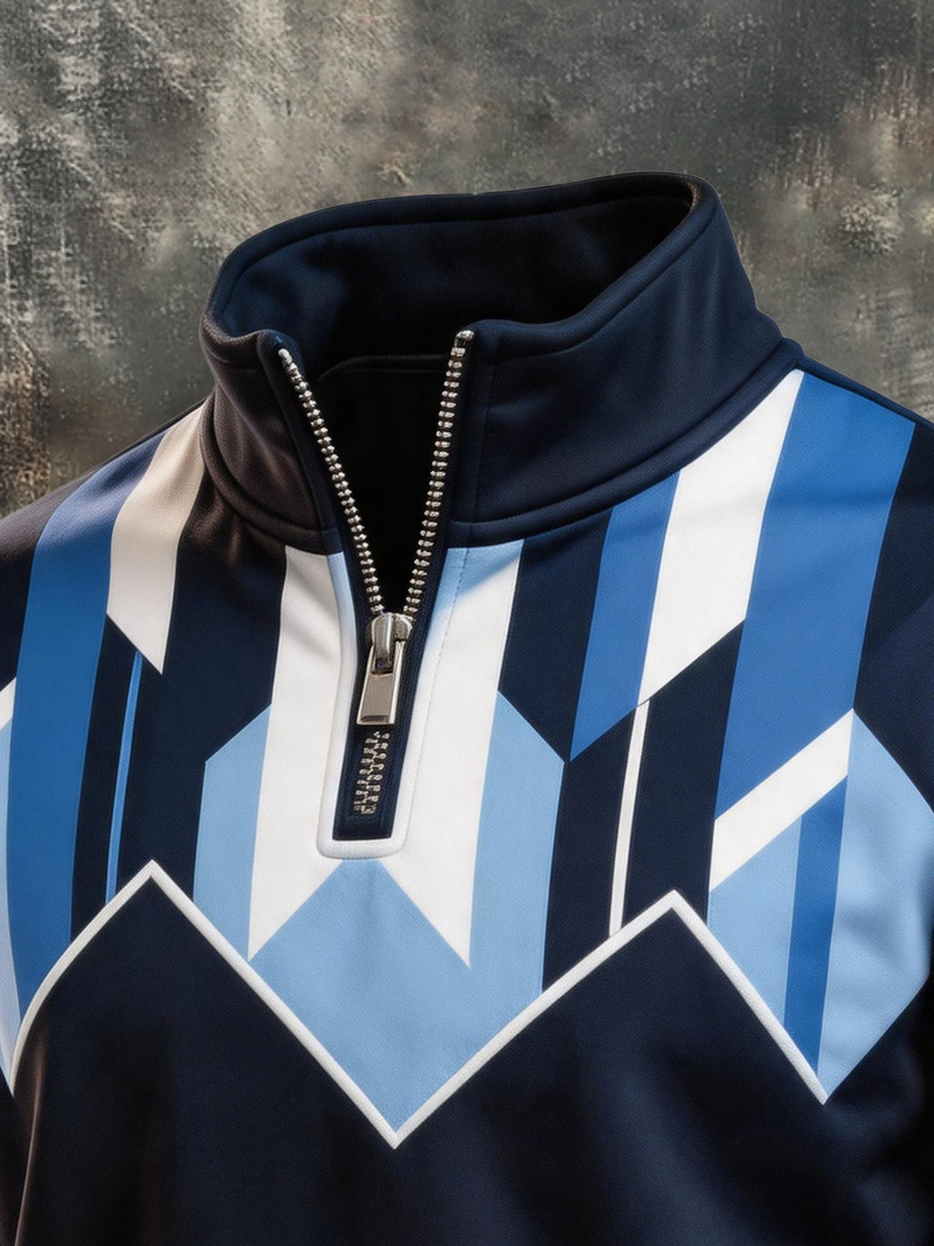 Men's Retro Color-Block Half-Zip Sweatshirt with Pockets