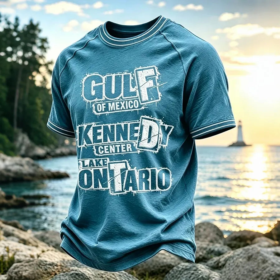 Men‘s’ Retro Lake Ontario Est 1615 Fdt Print T-shirt