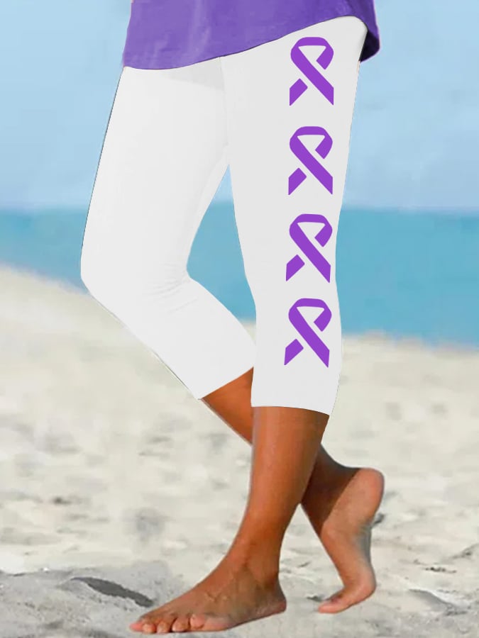 Women's Purple Alzheimer's Awareness Cropped Leggings