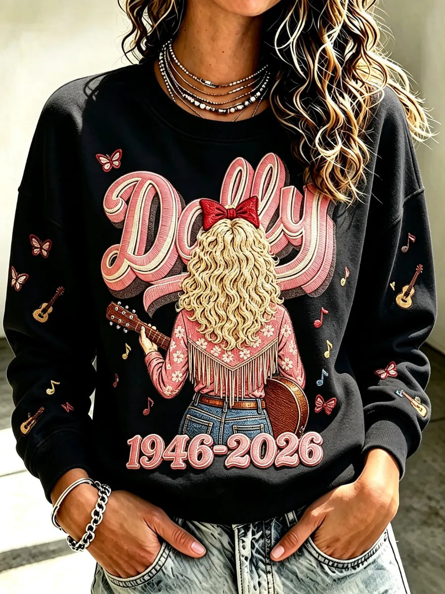 Women's Commemorative Printed Round Neck Hoodie
