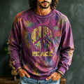 Men's Tie‐dye Peace Symbol Print Crew Neck Sweatshirt