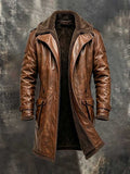 Men'S Vintage Mid-Length Jacket With Fleece Lining