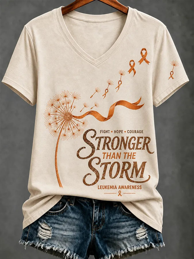 Women'S Casual Leukemia Awareness Print Short-Sleeve T-Shirt