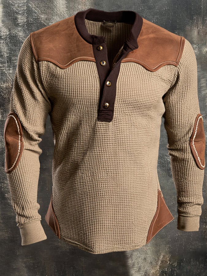 Men's Vintage-Style Comfortable Waffle-Knit T-Shirt