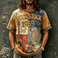 Men's 1969 Music Festival Patchwork Print Crew Neck Short Sleeve T-Shirt