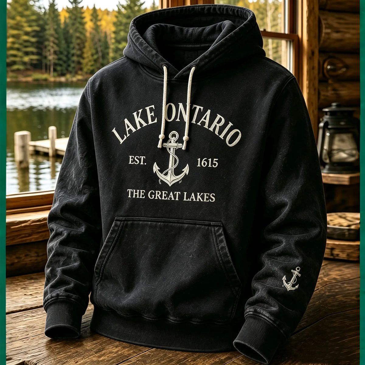 Men's 1615 Lake Ontario Printed Casual Warm Hoodie