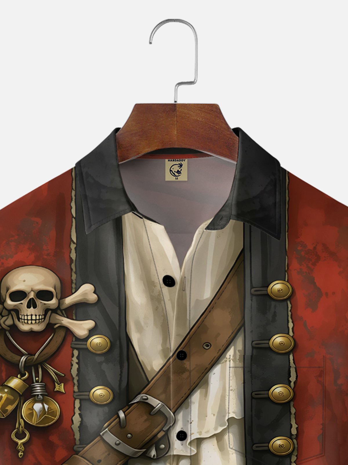 Moisture-Wicking  Fun Pirate Chest Pocket Hawaiian Shirt