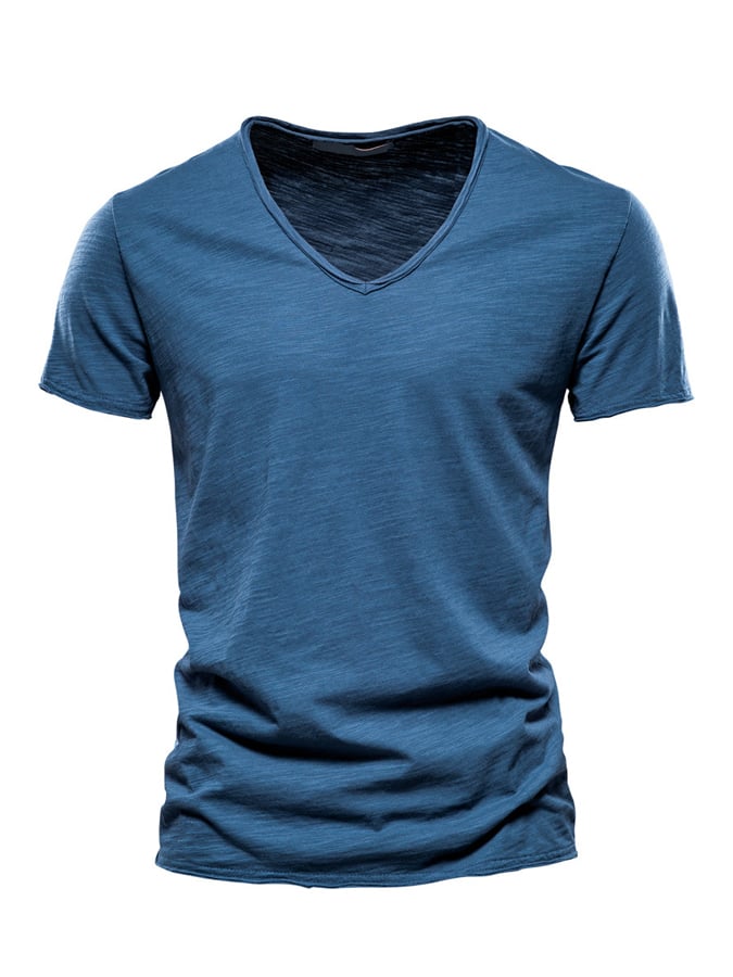 Men's Basic Casual Cotton V-Neck Short Sleeve T-Shirt