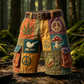 Men's Rural Forest Hippie Peace Mushroom Print Cargo Shorts