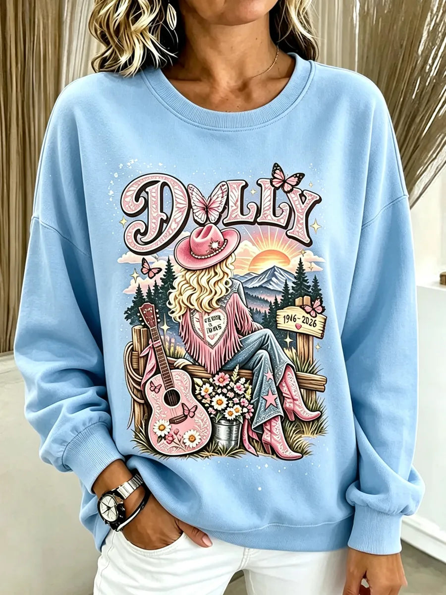 Women'S Commemorative Printed Round Neck Hoodie