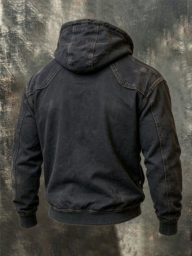 Men's Vintage Cotton Hoodie with Contrast Hood