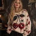 Women's Gothic Spider & Bloody Creepy Eyeball Cherry Graphic Casual Sweater