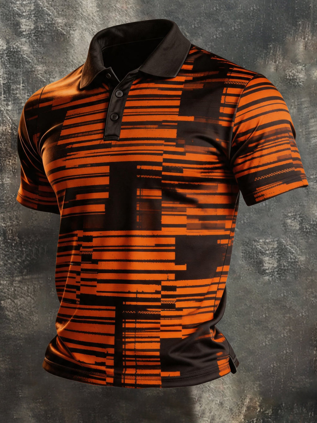 Men's Retro Color-Block Short-Sleeve Polo Shirt