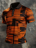 Men's Retro Color-Block Short-Sleeve Polo Shirt