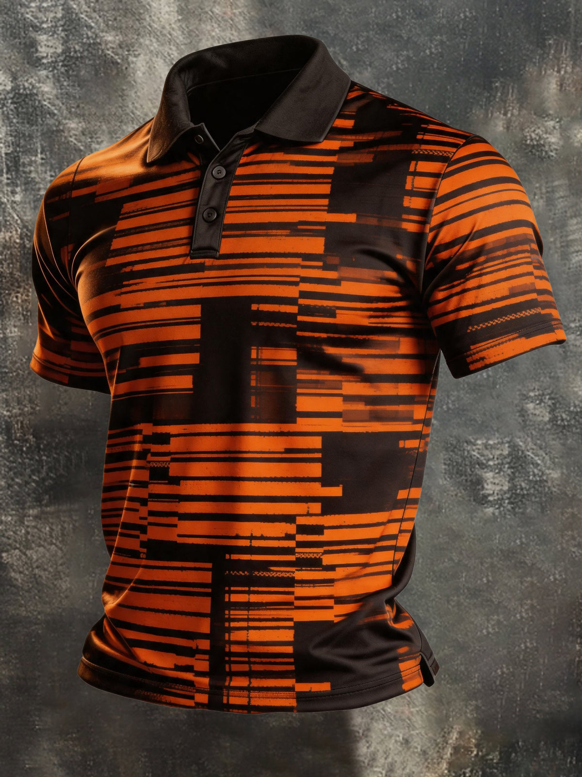 Men's Retro Color-Block Short-Sleeve Polo Shirt