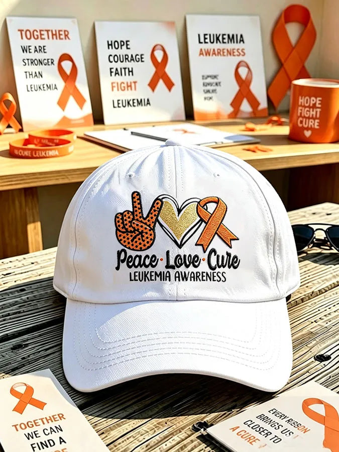 Peace-Love-Cure LEUKEMIA AWARENESS Print Baseball Cap