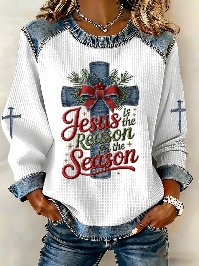 Women's casual Christmas Jesus seasonal sweatshirt