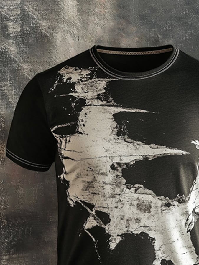 Men's retro washed casual round neck short sleeve t-shirt