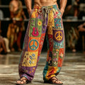 Men's Hippie Art Guitar Mushroom Floral Colorblock Tie-Dye Print Pants