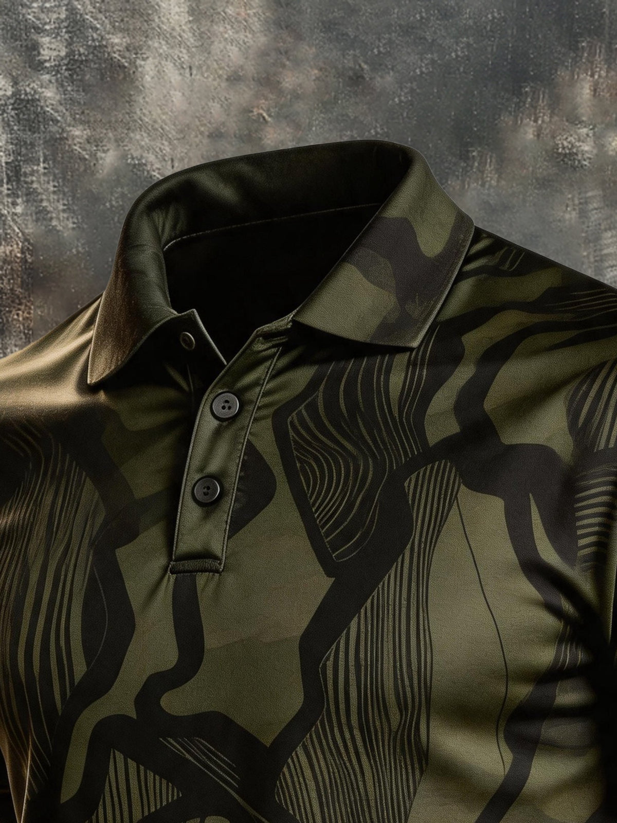 Men's Retro Color-Block Camouflage Short-Sleeve Polo Shirt