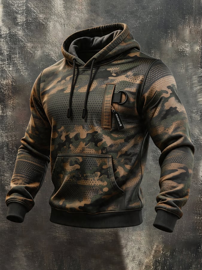 Men's Vintage Camouflage Print Hoodie