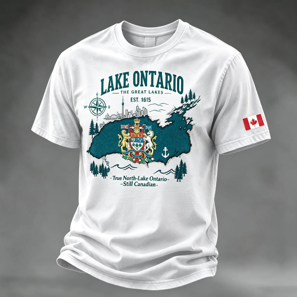 Men's Retro Lake Ontario Still Canadian Printed T-shirt