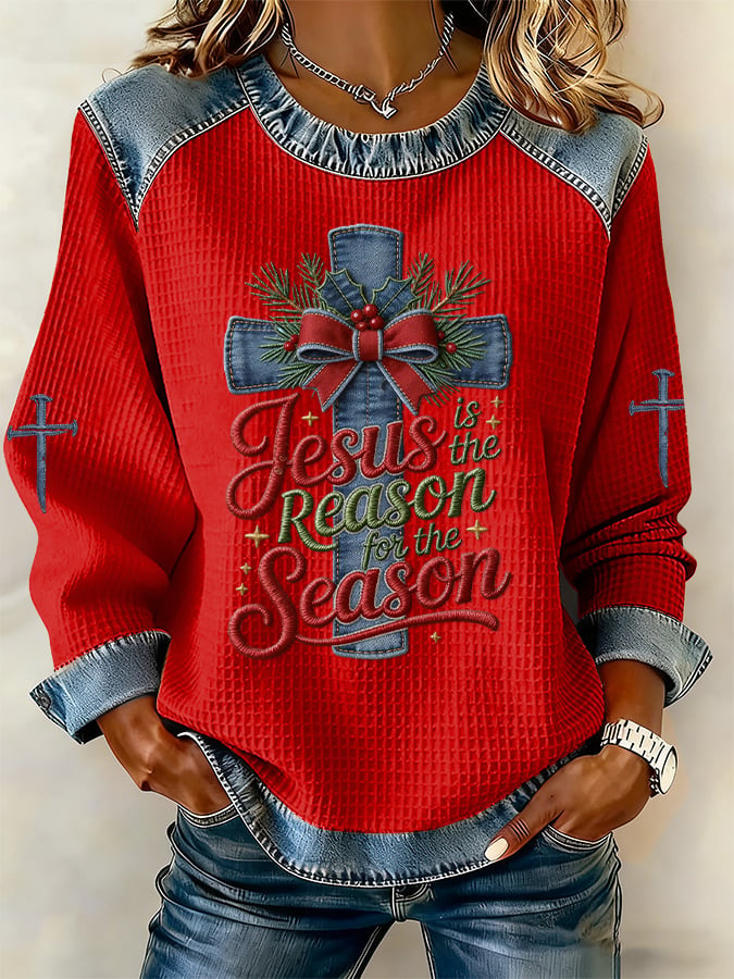 Women's casual Christmas Jesus seasonal sweatshirt