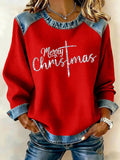 Women's Faith Christmas Cross Print Casual Sweatshirt