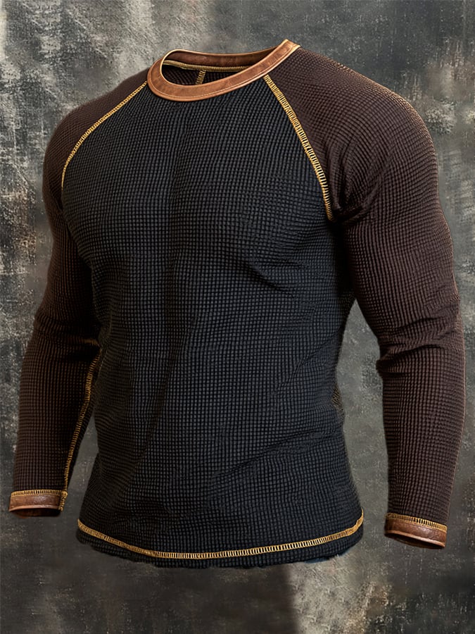 Men's Vintage-Style Comfortable Waffle-Knit T-Shirt