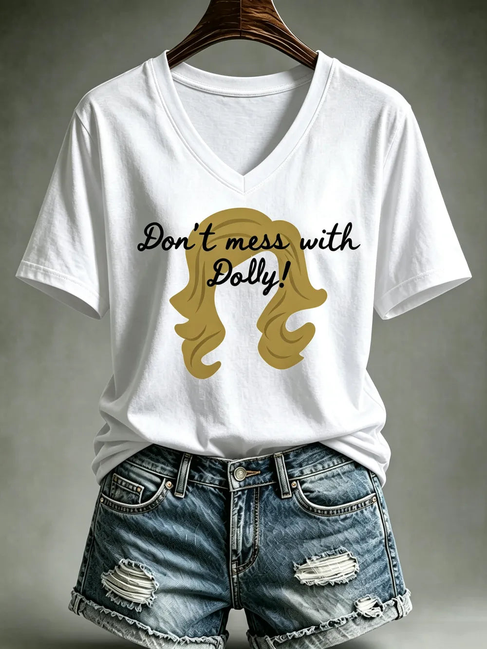 Ladies' Casual Commemorative Legendary Print V-Neck T-Shirt