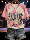 Women'S Country Cowgirl Dolly Commemorative Print T-Shirt