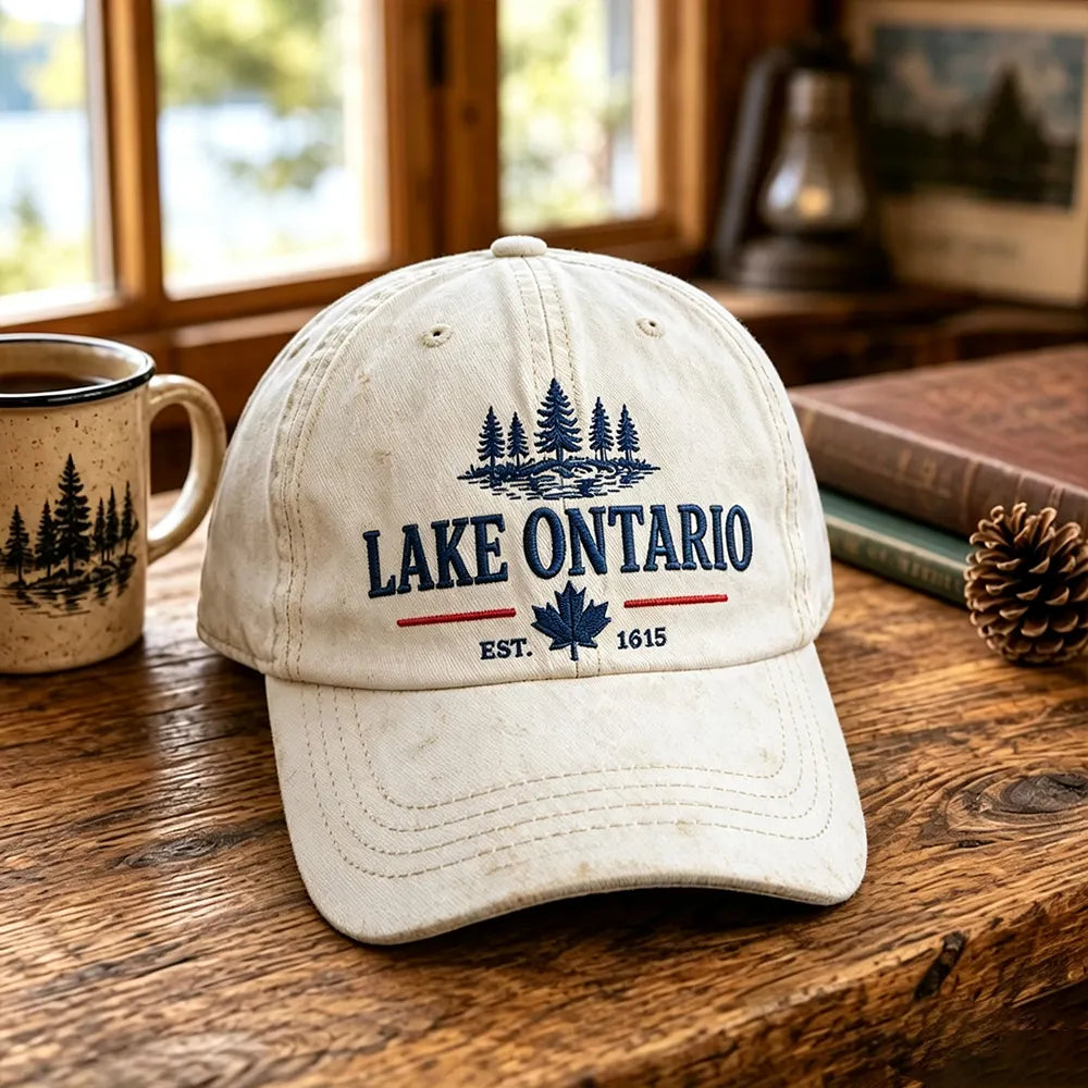 Vintage Lake Ontario Pattern Art Unisex Baseball Cap