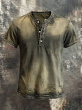 Classic casual retro style Henley T-shirt for men