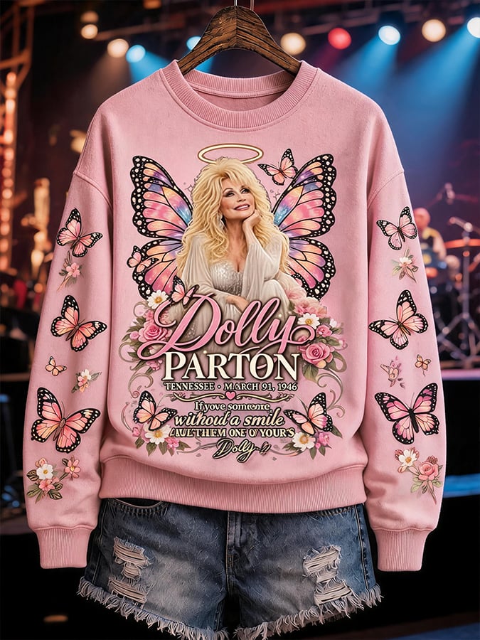 Women's Country Music Legend Tribute Print Casual Sweatshirt