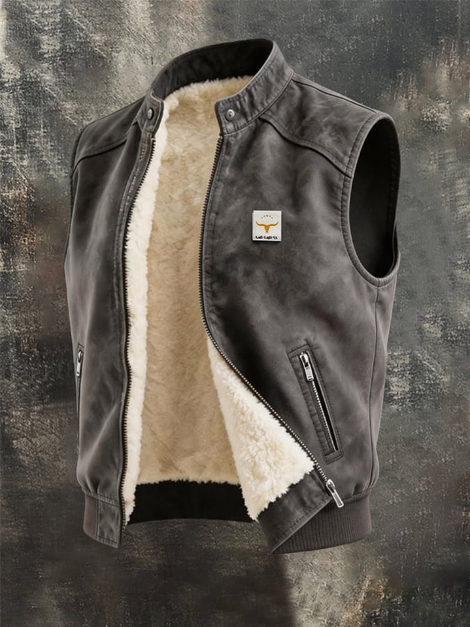 Men's Vintage-Style Faux Suede Outdoor Warm Vest