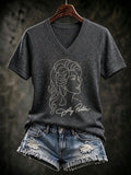 Women's Tribute Print  V-Neck Short-Sleeve T-Shirt