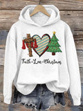 Women's Faith Love Christmas Print Hooded Sweatshirt