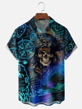 Moisture-Wicking Treasure Map Nautical Chart Pirate Theme Chest Pocket  Hawaiian Shirt